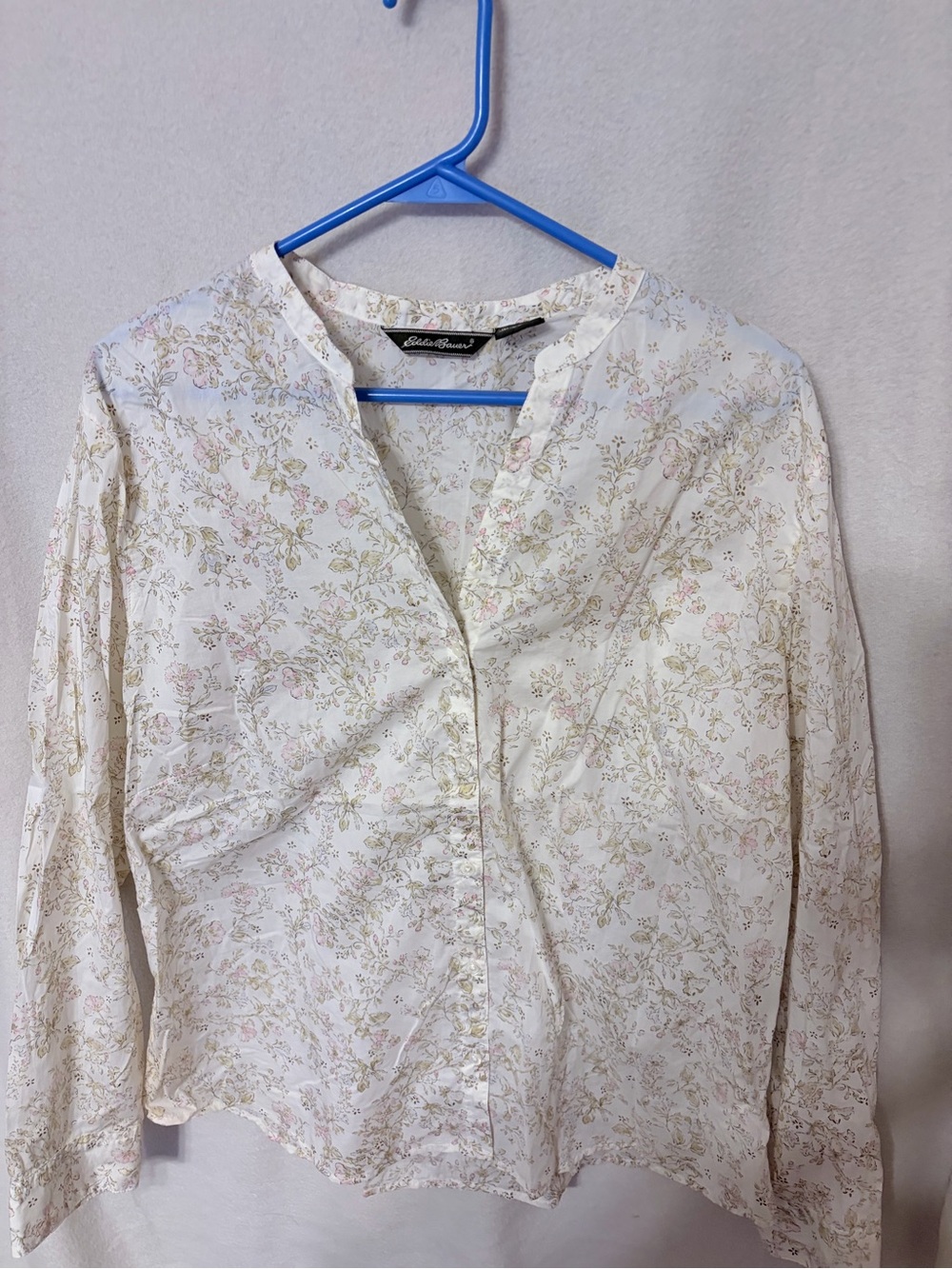 Eddie Bauer Cream Floral Button-Down Shirt